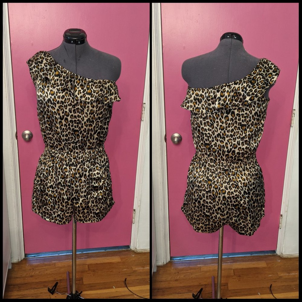 Better B One-Shoulder Leopard Romper